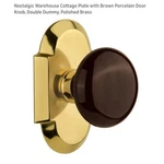 Nostalgic Warehouse Cottage Plate Brown Porcelain Door Knob Double Dummy Brass. Fixed Price $62.99.