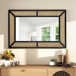 Boho Rattan Wall Mirror - Large Rectangular Woven Decor For Home. Fixed Price $216.99.