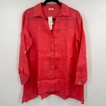 Symple Nyc Linen Tunic Women Small Pink Lagenlook Airy Light Travel Button Front. Fixed Price $7.45.