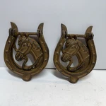2 Rustic Cast Iron Bust Western Door Knockers Horseshoe Striker. Fixed Price $20.00.