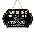 Working From Home Front Sign, Please Not Knock Ring Doorbell Wood .... Fixed Price $16.89.