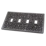 Vicenza Designs San Michele Wall Plate Jumbo Quad Toggle Antique Silver WPJ7008. Fixed Price $49.00.