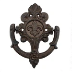 Cast Iron Fleur De Lis Door Knocker Scrolls Accent Rustic Victorian Style Brown. Fixed Price $17.95.
