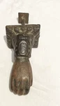 Antique Cast Iron Door Knocker Ornate Victorian Woman's Hand With Ball. Fixed Price $70.00.