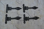 Vintage Cast Iron Gate Door Hinges French Head Barn Rusty 4 Pcs. Fixed Price $40.00.