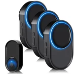 Wireless Doorbell With 3 Receivers 1 Button, + Black. Fixed Price $34.52.