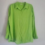 Symple Ny Shirt Womens Large Green 100% Linen Button Up Long Sleeve Lightweight. Fixed Price $31.42.