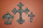 (3) Fleur De Lis Door Knocker Bronze Look Cast Iron, Vintage French. Fixed Price $29.81.