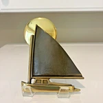 Vintage Michael Healy Catboat Door Knocker, Brass 5" W X 1/2" 6" MH1191. Fixed Price $128.00.