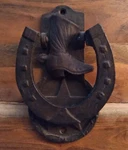 Cast Iron Horseshoe Boot W/spur And Star Rustic Western Door Knocker Pre-owned. Fixed Price $17.00.