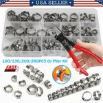 100/260PCS Hose Clamps Single Ear Stainless Steel Air Water Fuel Pipe Clips Kit. Fixed Price $50.52.