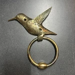Vintage Brass Door Knocker Hummingbird Weighted Ring Hardware Vietnam. Fixed Price $25.00.