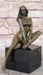 Signed Deco Bronze Sculpture Cubism Nude Girl Abstract Modern Art Statue Figure. Fixed Price $399.00.