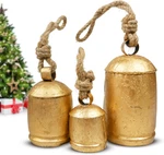 Set Of 3 Giant Harmony Rustic Gold Christmas Bells For Decoration - Perfect F.... Fixed Price $36.99.