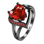 Yellow Chimes Fashion Finger Redcrystal Stone Black Gun Plated Heart Shaped Ring. Fixed Price $54.99.
