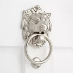 Signature Hardware Large Brass Lion Door Knocker - Brushed Nickel. Fixed Price $80.00.