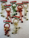 Lot Of 7 Christmas Jingle Bells Door Knob Hanger Decoration Ribbons Red And Gold. Fixed Price $14.99.