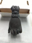 Vintage Victorian Solid Brass Hand Door Knocker Wearing Holding Ball Fatima. Fixed Price $25.00.