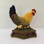 Vtg 10 Cast Iron Rooster Hen Painted Chickens Door Stop Farmhouse Country Decor. Fixed Price $36.00.
