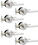 Satin Nickel Privacy Door Lever Lock Set For Bedroom & Bathroom, 6-PACK. Fixed Price $116.99.