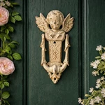 Vintage Angel Cherub Door Knocker Cast Iron White Distressed French Cottage. Fixed Price $64.00.