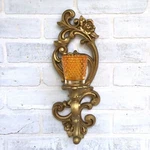 Vintage Hollywood Regency Gold Candle Wall Sconce Amber Globe Homco 4118. Fixed Price $19.99.