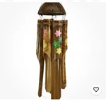 Vintage Nalulu Rustic Bamboo Wind Chimes Painted Floral Fruit Design Wooden 52". Fixed Price $35.00.