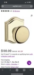 Baldwin Reserve Round Privacy Door Knob With Traditional Arch Rose Polished Bras. Fixed Price $49.99.