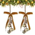 2 Pcs Christmas Cow Bells With Bow Tranquil Wind Metal Jute Hanging. Fixed Price $28.41.