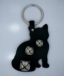 New Jingle Bell Cat Kitten Black Leather Door Knocker Decoration. Fixed Price $18.00.