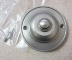 New 2-7/8" Round Solid Cast Brass Doorbell Button, Satin/brushed Nickel Finish. Fixed Price $12.50.
