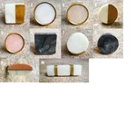 Solid Stone Cupboard Door Knob Marble & Brass Cabinet Handle Pull. Fixed Price $6.08.