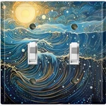 Metal Light Switch Outlet Cover Wall Plate Ocean Wave Sun Art Decor OCN169. Fixed Price $13.49.