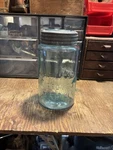 Strait Side Atlas Improved Mason Number 3 Base No. Zinc And Glass Lid. Fixed Price $35.00.