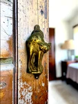 Vintage Brass Cat Door Knocker Stretching Small Figural. Fixed Price $89.99.