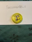 On, Baby Friday's Coming Cat Hanging Button Pin. Fixed Price $5.00.