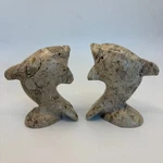 Pair Hand Carved Stone Dolphin Figurines Marble Onyx Ocean Sea Life Coastal Deco. Fixed Price $24.99.