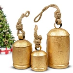 Set Of 3 Giant Harmony Rustic Gold Christmas Bells For Decoration - Perfect F.... Fixed Price $25.16.