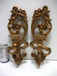 Pair Homco Gold Candle Sconces #4118 #4119 French Rococo 1971 15" Elegant. Fixed Price $24.35.