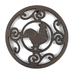 Cast Iron Rooster Trivet Rustic Antique Style Scrolls Hot Pot Plate Holder Round. Fixed Price $26.95.