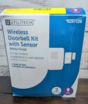 Utilitech Wireless Doorbell Kitcwith Sensor White Finish #6291126 Open Box. Fixed Price $13.99.
