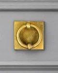 Vintage Solid Brass Ring Door Knocker Square Backplate Architectural Hardware 5". Fixed Price $150.00.
