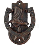 Vintage Cast Iron Horseshoe Boot Star Door Knocker Rustic Western Style 5.75. Fixed Price $54.92.