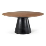 Mitchell Black Metal Pedestal Base Brown Wood Top Dining Table. Fixed Price $2439.27.