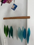 Nwt - Ocean Breeze Glass & Driftwood Wind Chime Cut Tropical Blue Handworks. Fixed Price $24.99.