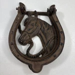 Vintage Horse Shoe Door Knocker Cast Iron Metal Patina Western Derby Equestrian. Fixed Price $24.00.