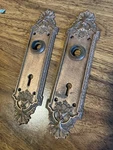 Set Of 2 Antique Cast Bronze Door Back Plates With Keyhole Victorian Design. Fixed Price $59.99.