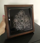 Vtg Broan Nutone Walnut Wood Finish Gold Rose Glass Design Doorbell Chime Cover. Fixed Price $49.00.