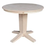 36" Solid Wood Round Top Pedestal Dining Table Unfinished. Fixed Price $335.59.