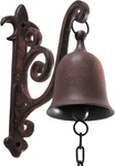 Vintage Cast Iron Dinner Entry Door Bell, Outside Hanging Decor Brown. Fixed Price $71.23.